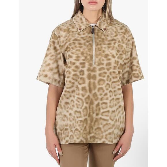 Burberry Tops - $740 New Burberry Animal Print Cotton Zip Shirt - US 2